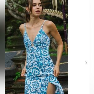 O’Neill Myrah blue white floral sleeveless midi dress, S